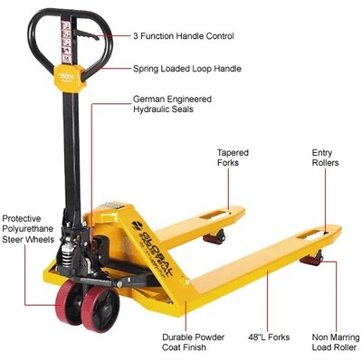 Global Industrial Industrial Duty Manual Pallet Jack, 5500 lb. Capacity, 21"W x 48"L Forks (251784)