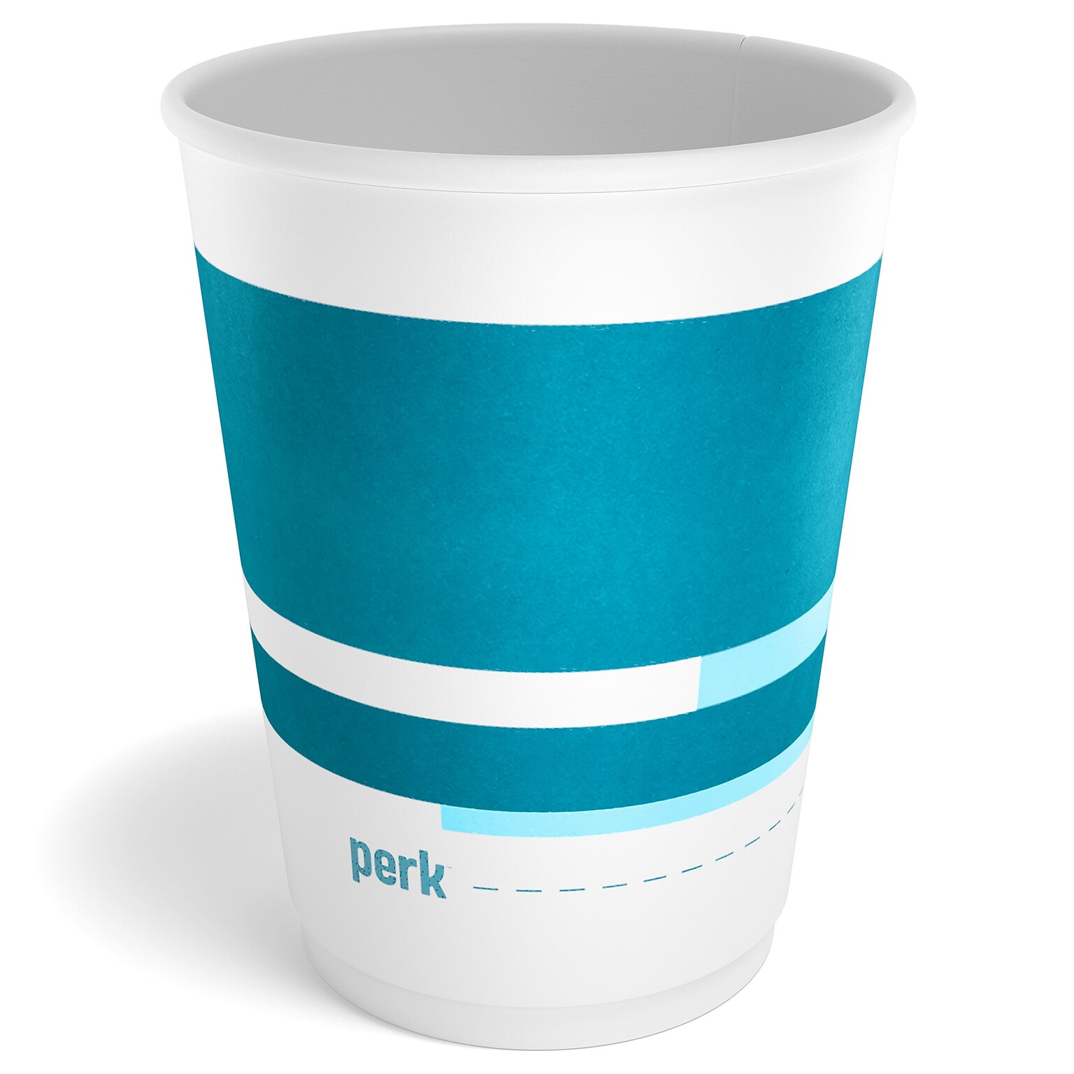 Perk™ Insulated Double Wall Paper Hot Cup, 12 oz., White/Blue, 480/Carton (PK59483CT)