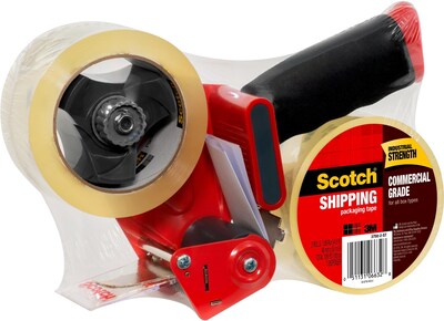 Scotch Commercial Grade Packaging Tape with Dispenser, 1.88" x 54.6 yds., Clear, 2/Pack (3750-2-ST)