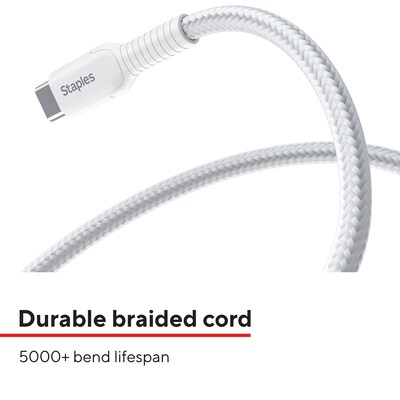 Staples TECH USB-C to USB-A Charging Cable, 9.8 ft., White (ST62339)