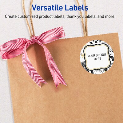 Avery Round Laser/Inkjet Multipurpose Labels, 2", White, 120/Pack (19479371041)