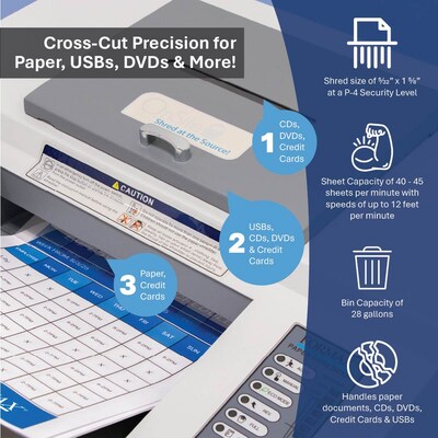 Formax OnSite 8704CC 45-Sheet Cross-Cut Multimedia Office Shredder (FD8704CC)