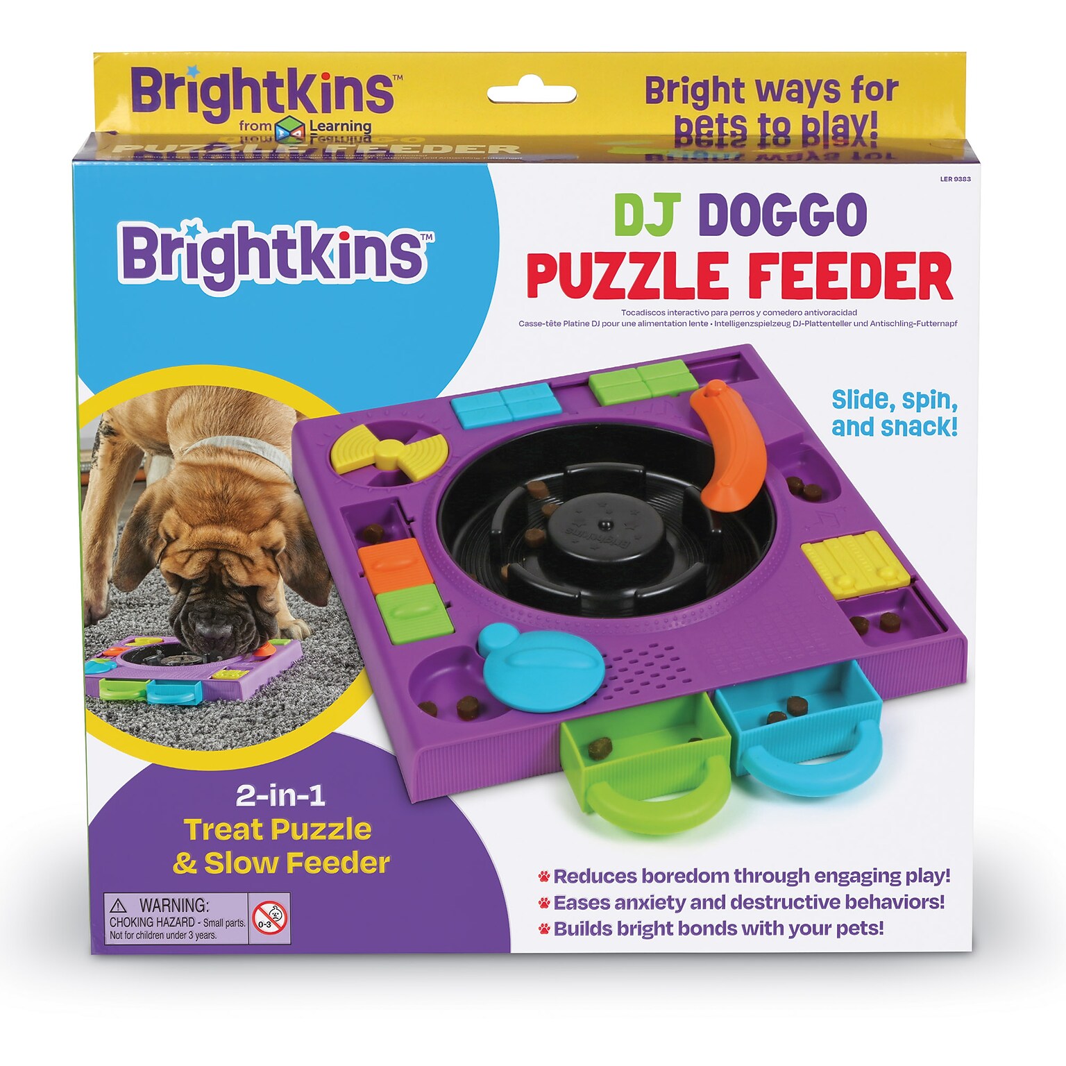 Brightkins DJ Doggo Puzzle Feeder, Multicolored, 4 Pieces (LER9383)