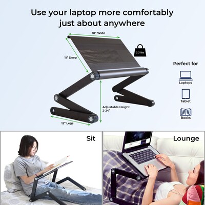 Uncaged Ergonomics WorkEZ Cooling Laptop Lap Desk, Executive Black (WEEB)