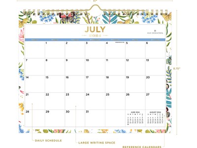 2024-2025 Blue Sky Day Designer Flutter 11 x 8.75 Academic Monthly Wall Calendar (136694-A25)