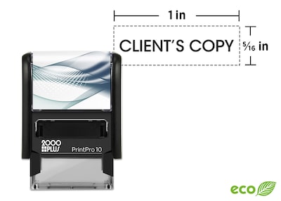 Custom 2000 Plus® PrintPro™ 10 Self-Inking Stamp, 5/16 x 1, Client’s Copy