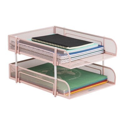 Mind Reader 2-Compartment Stackable Metal Tray, Pink (CSTACK2-PNK)