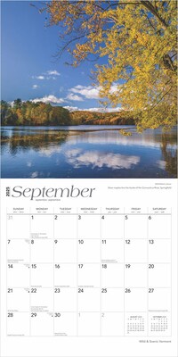 2025 BrownTrout Vermont Wild & Scenic 12" x 12" Monthly Square Wall Calendar (9781975475833)
