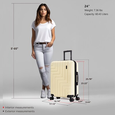 DUKAP Zahav 25.78" Hardside Suitcase, 4-Wheeled Spinner, TSA Checkpoint Friendly, Sand (DKZAH00M-SAN)