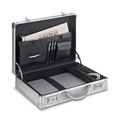 Solo New York Midtown Fifth Avenue Hard-Sided Aluminum Attache, Laptop Compatible, Titanium (AC100-10)