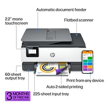 HP OfficeJet 8015e Wireless Color All-in-One Printer with 3 months of ink included (228F5A)