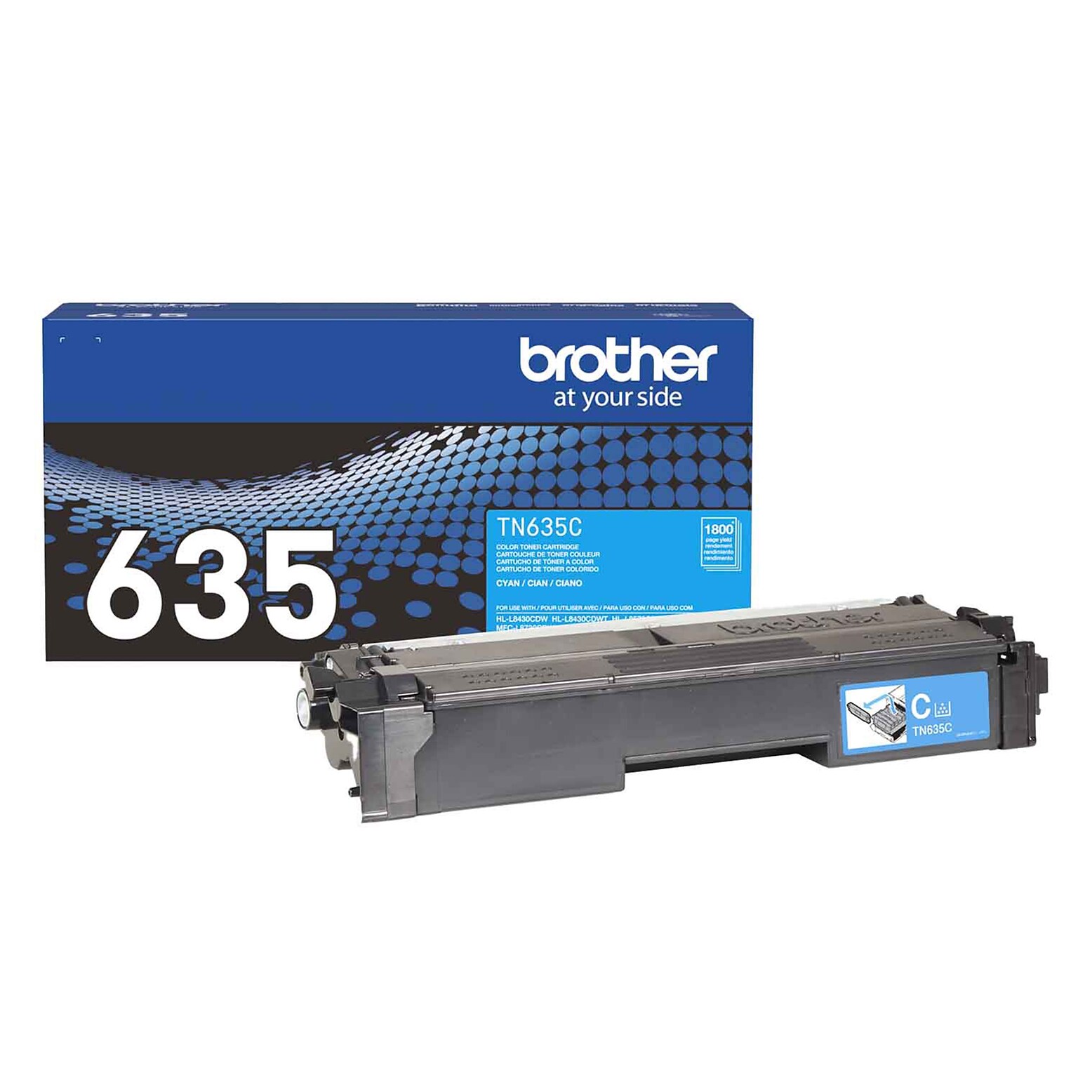 Brother TN635 Standard Yield Cyan Toner Cartridge, Prints Up to 1,800 Pages (TN635C)