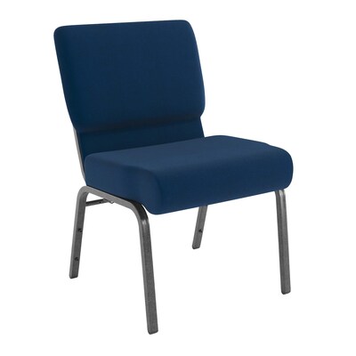 Flash Furniture HERCULES Series Fabric Church Stacking Chair, Navy Blue/Silver Vein Frame (FCH2214SVNB24)