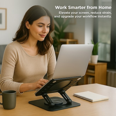 Uncaged Ergonomics 10.2" x 10" Metal Swivel Laptop Stand 2.0, Black (SLS-Black)