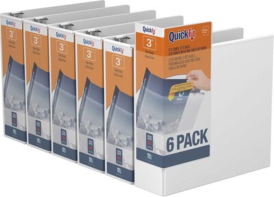Davis Group QuickFit 3 3-Ring Standard Binders, White, 6/Pack (88050-06)