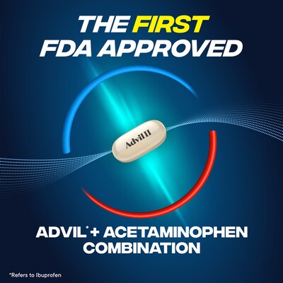 Advil Dual Action 250mg Acetaminophen/125mg Ibuprofen Coated Caplets, 2/Packet, 50 Packets/Box (014795)