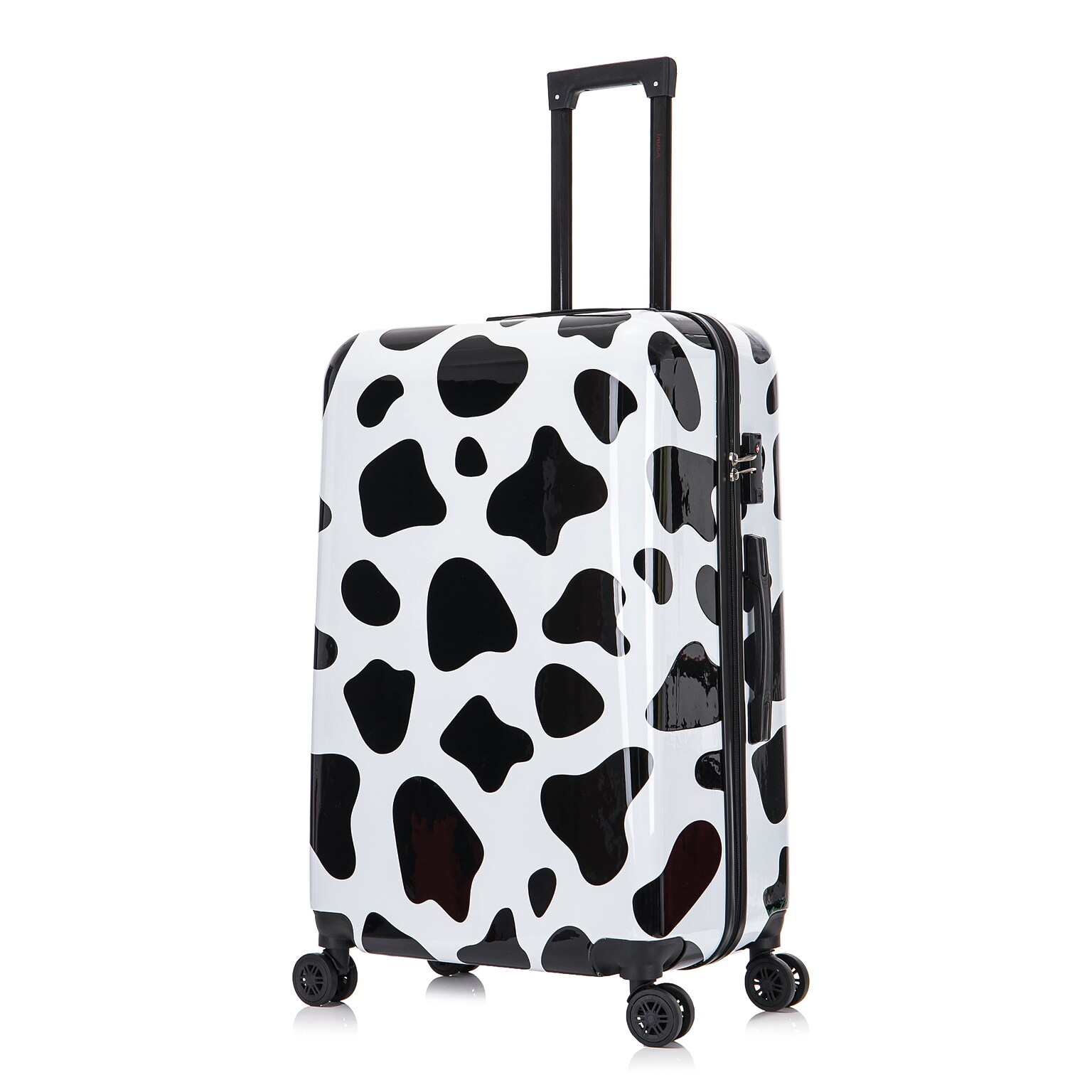 InUSA Prints 30.76 Hardside Suitcase, 4-Wheeled Spinner, TSA Checkpoint Friendly, Cow Animal Print (IUAPC00L-COW)