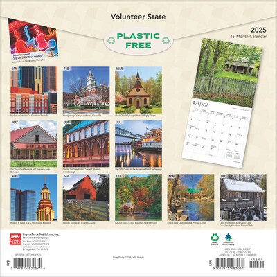 2025 BrownTrout Volunteer State Tennessee Places 12 x 12 Monthly Wall Calendar (9781975483067)
