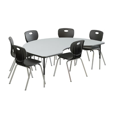 Correll Kidney Shaped Activity Table Set, 72 x 48, Height Adjustable, Gray Granite (AP1-A4872TFKID-15-09-09-6-18)