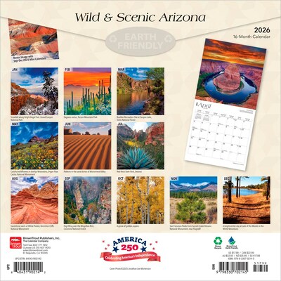 2026 BrownTrout Arizona Wild & Scenic 12 x 12 Monthly Wall Calendar (9798330702145)