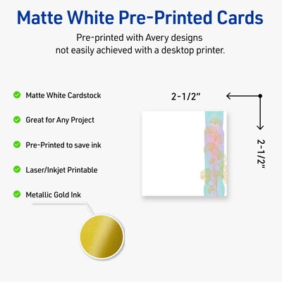 Avery Floral Design Matte Blank Card, White, 90/Pack (S00-EVM)