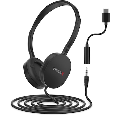 VentureX K22 Stereo Kids Learning Stereo Phone & Computer Headset, 3.5mm & USB-C Adapter (VHPK22BD1)