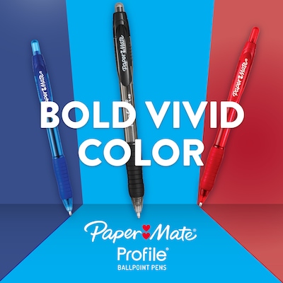 Paper Mate Profile Retractable Ballpoint Pen, Bold Point, 1.4mm, Black Ink, 8/Pack (1960667)