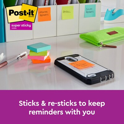 Post-it Super Sticky Notes, 1 7/8" X 1 7/8", Supernova Neonss, 90 Sheets/Pad, 8 Pads/Pack (622-8SSMIA)