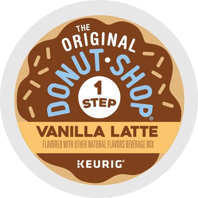 The Original Donut Shop One-Step Vanilla Latte Coffee, Keurig K-Cup Pod, Dark Roast, 24/Box, 4 Boxes/Carton (381779CT)
