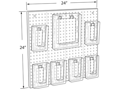 Azar 24" x 24" Pegboard 7-Pocket Wall Brochure Holder, Clear, Each (700675)