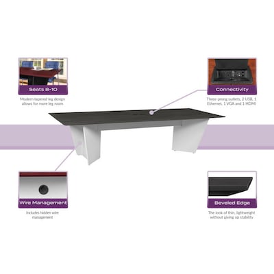 Regency Array 120"W x 48"D Conference Table with Grommet, Ash Grey/Black (ACT12048AGBK)