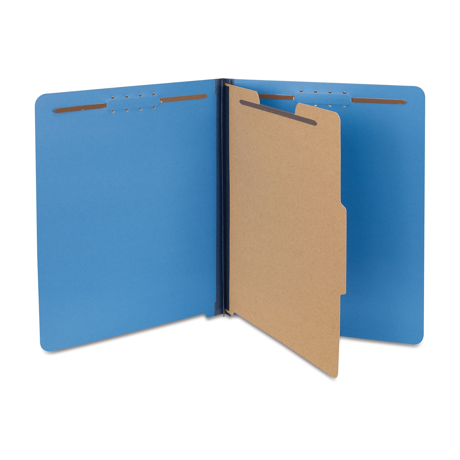Quill Brand® End-Tab Partition Folders, 1 Partition, 4 Fasteners, Cobalt Blue, Letter, 15/Box (751026)
