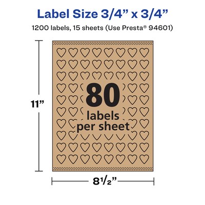 Avery Laser/Inkjet Decorative Edge Multipurpose Labels, .75" x .75", Kraft Brown, 1200 Labels/Pack ( 94601)