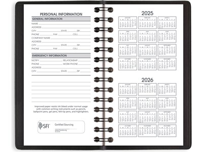 2025 AT-A-GLANCE 2.5" x 4.5" Weekly Planner, Faux Leather Cover, Black (70-035-05-25)
