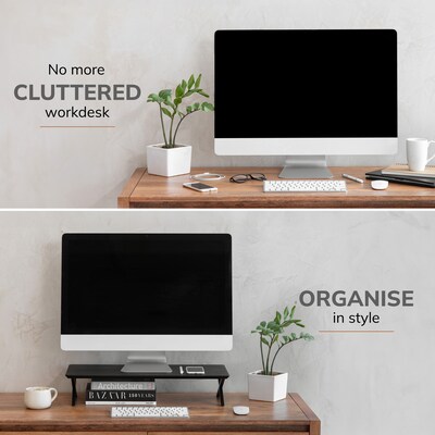 Anji Mountain Acacia Wood & Metal Monitor Stand, Up to 32 Monitor, Black (MS-BLK-04BLK)
