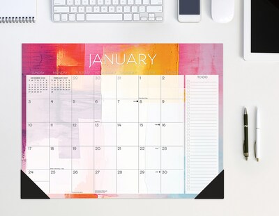 2027 Willow Creek Abstract Art 22" x 17" Monthly Desk Pad Calendar, Assorted Colors (66553)