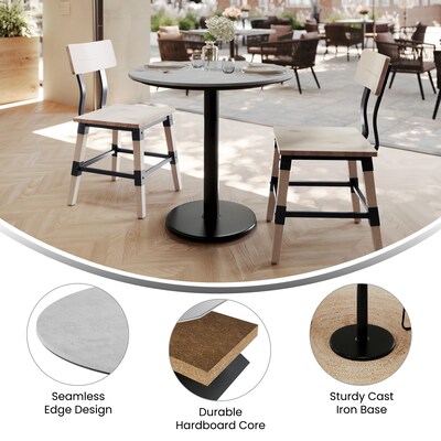 Flash Furniture Acadia 31.25" Round Wooden Dining Table with Round Base, Gray Faux Concrete/Black Base (STRD31CGTR18)