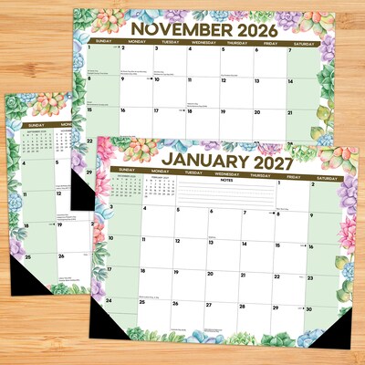 2026-2027 Willow Creek 22 x 17 Academic Monthly Desk Pad Calendar, Succulents (64726)