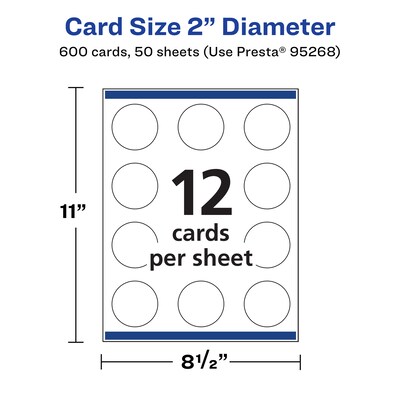 Avery Integrated Cards, 2" Dia., Glossy White, 600/Box (95268)