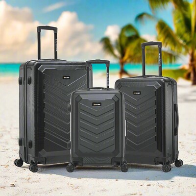 US Army FOX 3-Piece Hardside Spinner Carry-On Luggage Set, TSA Checkpoint Friendly, Black (USLFOXSML-BLK)