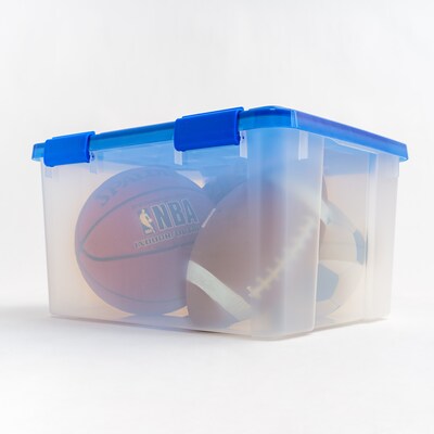 Iris 44 Quart Ultimate Clear Latching Plastic Storage Bin, Blue (500194)