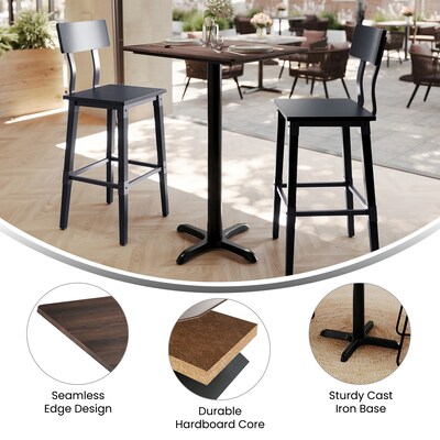 Flash Furniture Acadia Wooden Dining Table with X-Base, 23.75"D x 29.75"W, Dark Brown/Black Base (ST2430WBRT2222B)