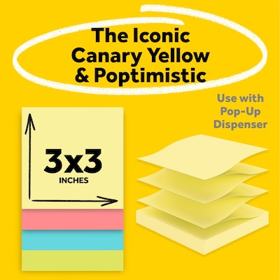 Post-it Pop-up Notes, 3 x 3, Poptimistic Collection, 100 Sheet/Pad, 14 Pads/Pack (R33014YWM)