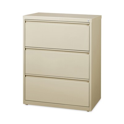 Hirsh Industries® Lateral File Cabinet, 3 Letter/Legal/A4-Size File Drawers, Putty, 30 x 18.62 x 40.25