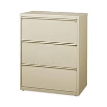 Hirsh Industries® Lateral File Cabinet, 3 Letter/Legal/A4-Size File Drawers, Putty, 30 x 18.62 x 40.