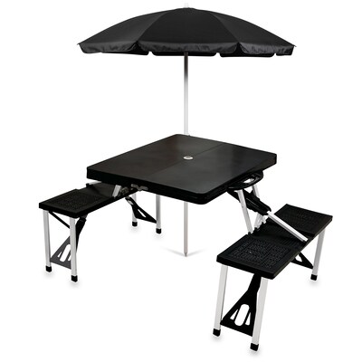 Picnic Portable Folding Table with Seats & Umbrella Kit