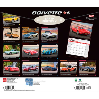 2027 BrownTrout Corvette 14 x 12 Monthly Wall Calendar, Assorted Colors (9798330713165)