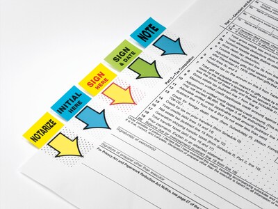 Post-it 'Sign Here' Message Flags Value Pack, 1" Wide,  Yellow, 600 Flags/Pack (680-SH12)