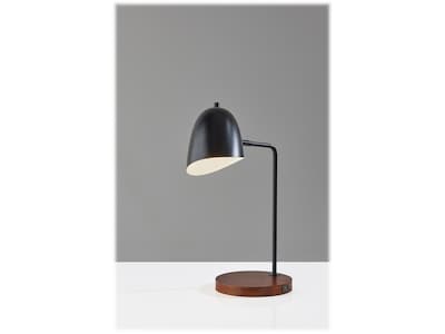 Simplee Adesso Jude Desk Lamp, 19.5", Black Metal/Walnut (SL4918-01)