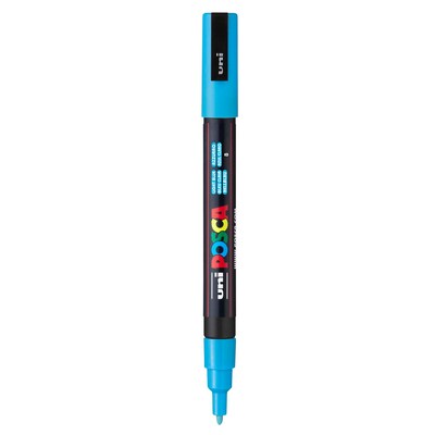POSCA PC-3M Water Based Paint Marker, Reversible Fine Tip, Light Blue, 3/Pack (UBCPC3MLTBLUE-3)
